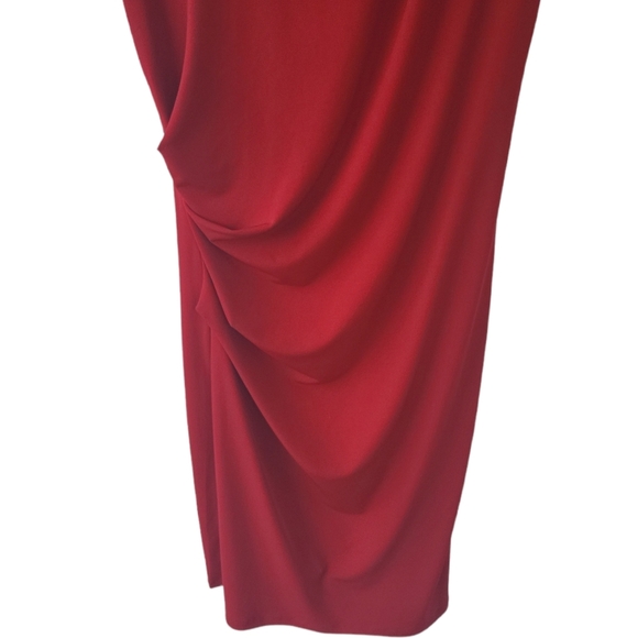 Esprit Collection Red Asymmetrical Ruched Midi Stretch Dress XS - Picture 5 of 7